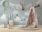 Balloon Animals Sky Wallpaper : Soft Blue Kids Mural - View 4