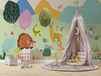 Colorful Woodland Animals Wallpaper : Playful Kids Mural