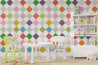 Colorful Harlequin Diamond Wallpaper : Geometric Kids Pattern