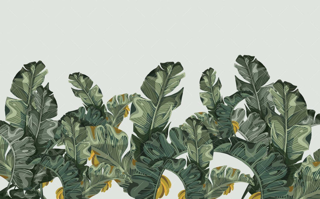 Giant Banana Leaf Wallpaper : Green Tropical Mural - View 2