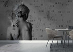 Monochrome Woman Typography Wallpaper : Grey Art Portrait Mural - View 3