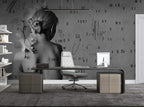 Monochrome Woman Typography Wallpaper : Grey Art Portrait Mural - View 4