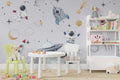Light Grey Astronaut Space Wallpaper : Kids Rocket Mural