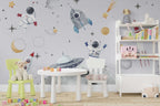 Light Grey Astronaut Space Wallpaper : Kids Rocket Mural