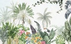 Toucan Tropical Leaf Wallpaper : Soft Jungle Bird Mural - View 2