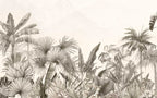 Sepia Tropical Leaf Wallpaper : Vintage Palm Jungle Mural - View 2