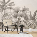 Sepia Tropical Leaf Wallpaper : Vintage Palm Jungle Mural - View 4