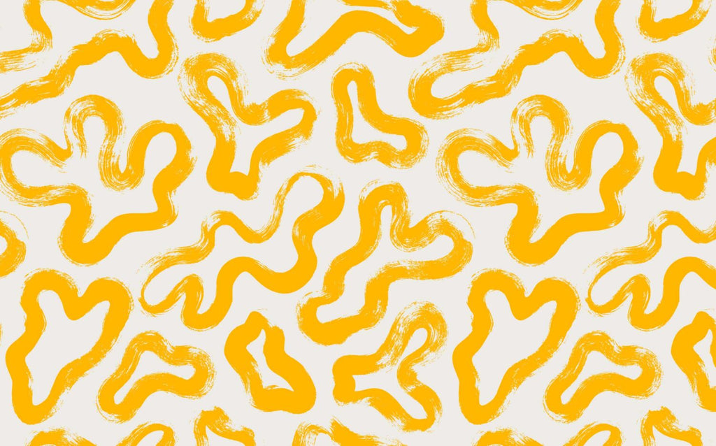 Yellow Brush Squiggle Wallpaper : Bold Abstract Pattern - View 2