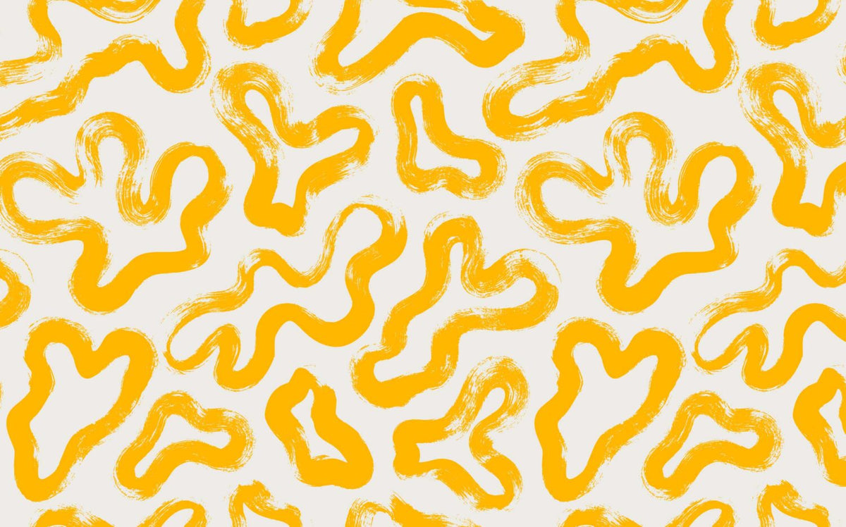 Yellow Brush Squiggle Wallpaper : Bold Abstract Pattern - View 2