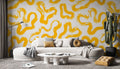 Yellow Brush Squiggle Wallpaper : Bold Abstract Pattern