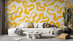 Yellow Brush Squiggle Wallpaper : Bold Abstract Pattern