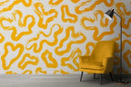 Yellow Brush Squiggle Wallpaper : Bold Abstract Pattern - View 4