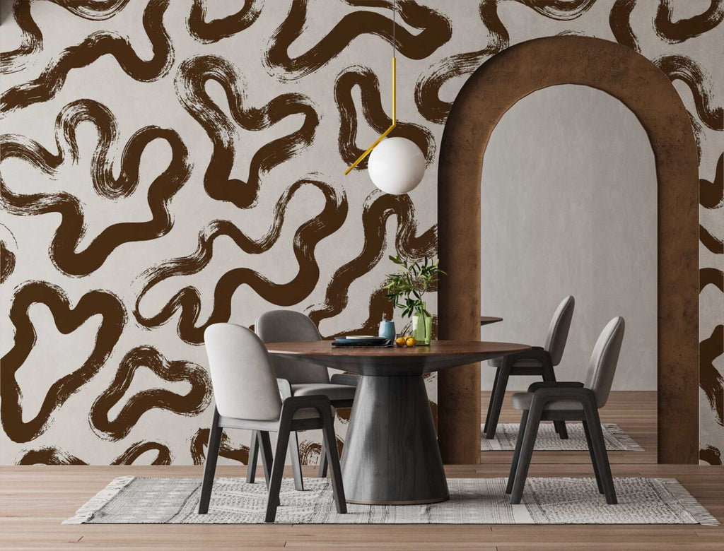 Yellow Brush Squiggle Wallpaper : Bold Abstract Pattern - View 6