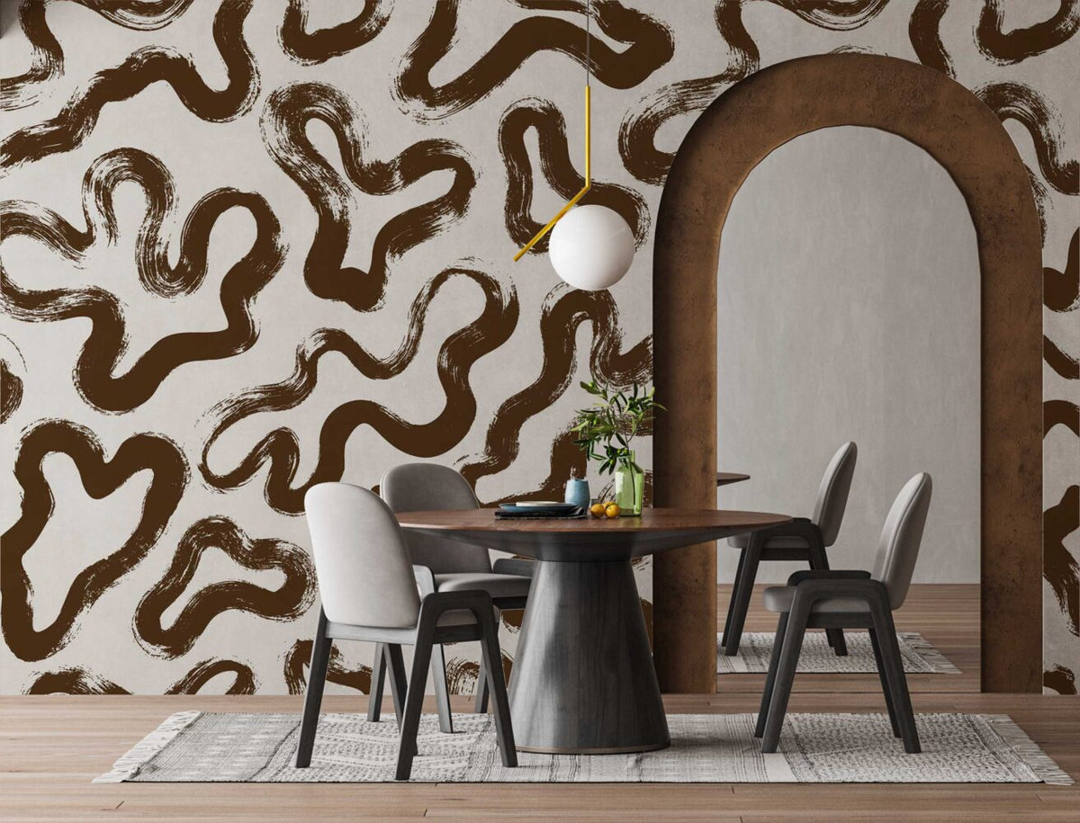 Yellow Brush Squiggle Wallpaper : Bold Abstract Pattern - View 6