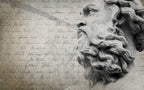 Poseidon Statue Script Wallpaper : Grey Classical Typography Mural - View 2