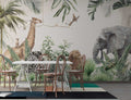 Safari Animals Tropical Wallpaper : Realistic Jungle Mural