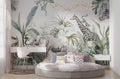 Sketched Safari Animals Wallpaper : Soft Tropical Mural