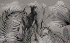 Charcoal Elephant Jungle Wallpaper : Dark Tropical Mural - View 2