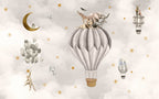 Neutral Balloon Safari Wallpaper : Soft Kids Room Mural - View 2