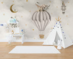 Neutral Balloon Safari Wallpaper : Soft Kids Room Mural - View 3