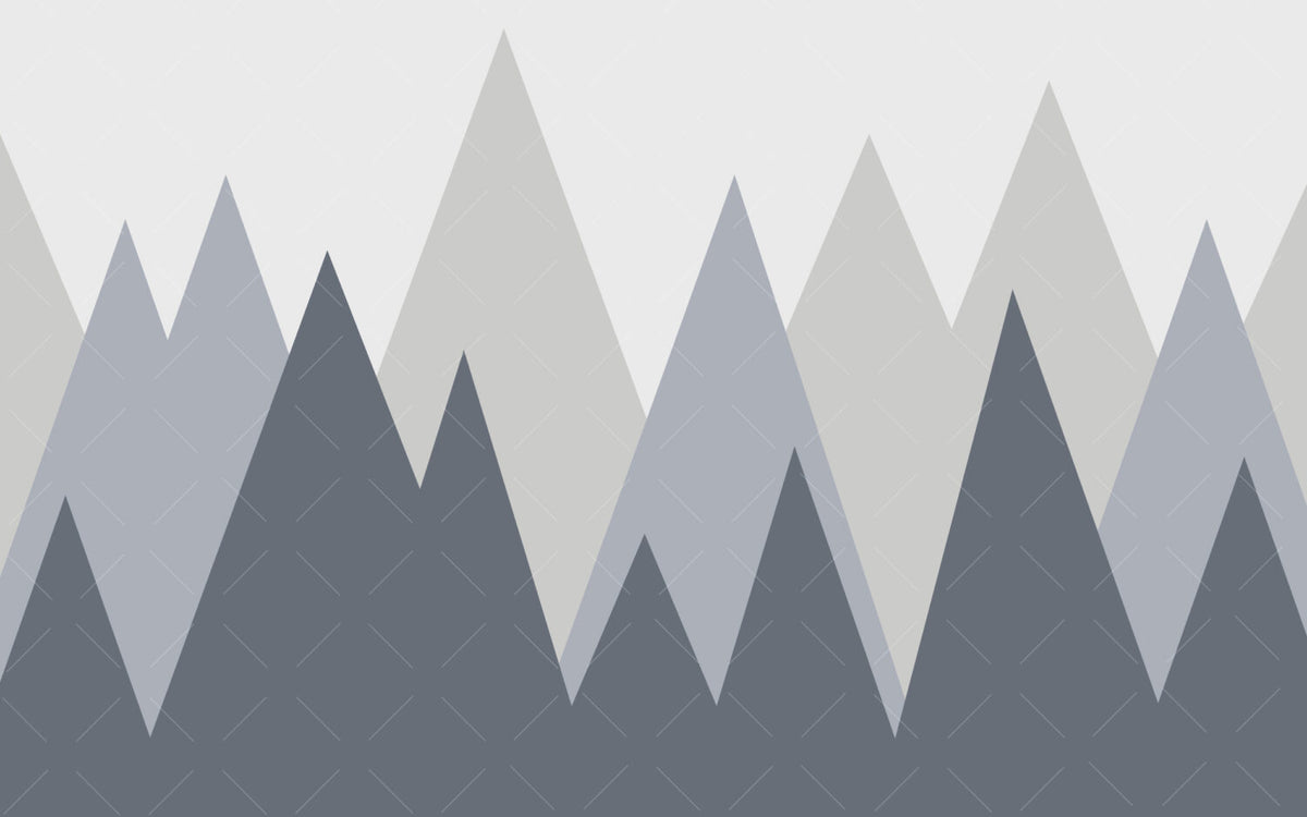 Blue Grey Mountain Wallpaper : Geometric Kids Peaks Mural - View 2