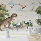 Dinosaur Jungle Wallpaper : Kids Prehistoric Mural - View 3
