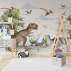Dinosaur Jungle Wallpaper : Kids Prehistoric Mural - View 4
