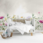 Watercolor Wildflower Wallpaper : Colorful Meadow Mural - View 3