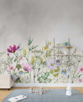 Watercolor Wildflower Wallpaper : Colorful Meadow Mural