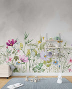 Watercolor Wildflower Wallpaper : Colorful Meadow Mural