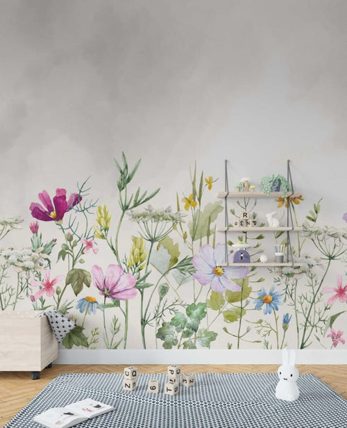 Watercolor Wildflower Wallpaper : Colorful Meadow Mural