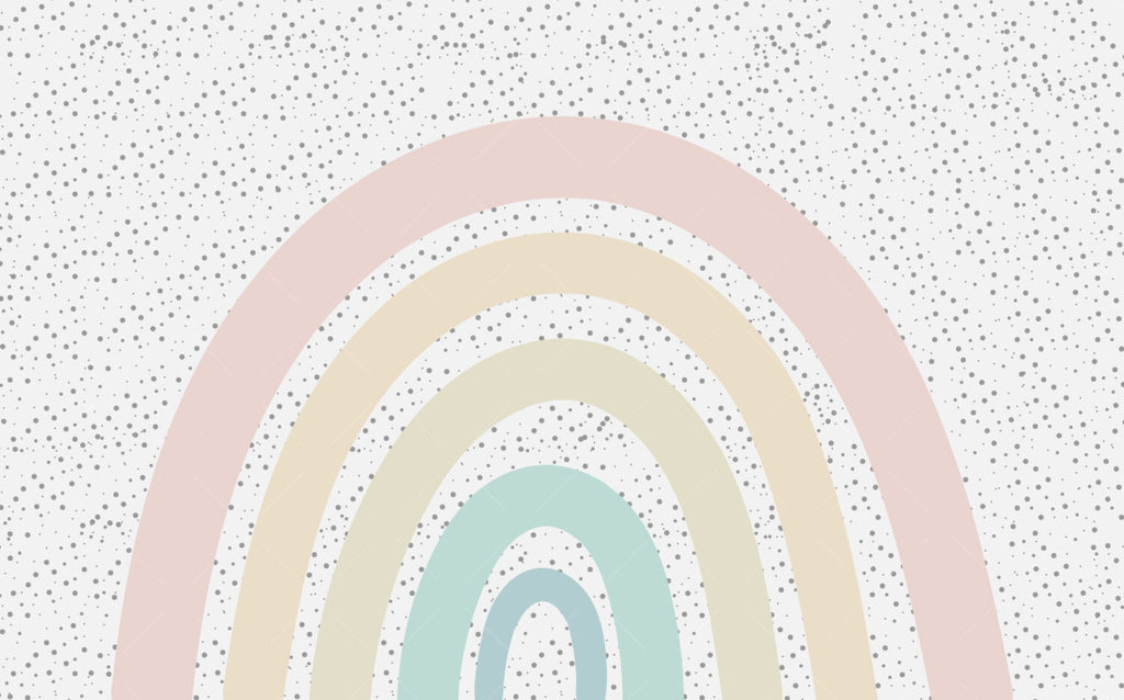 Pastel Polka Rainbow Wallpaper : Soft Kids Room Mural - View 2
