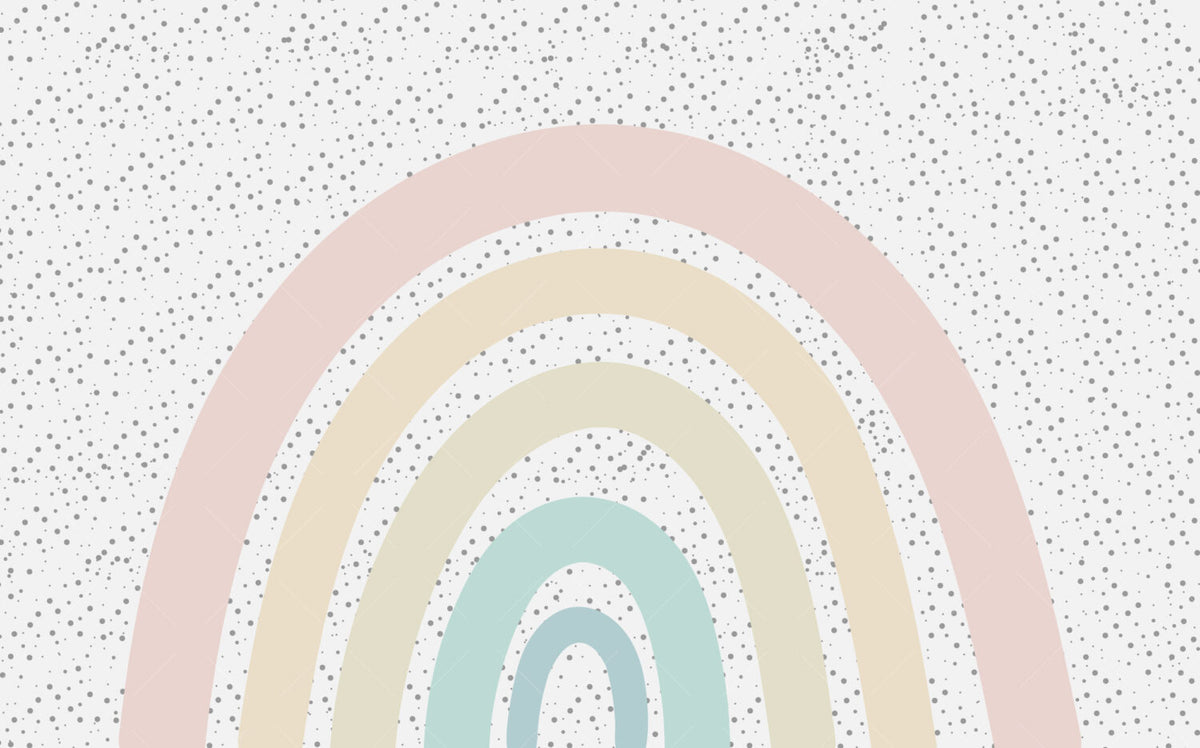Pastel Polka Rainbow Wallpaper : Soft Kids Room Mural - View 2
