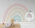 Pastel Polka Rainbow Wallpaper : Soft Kids Room Mural
