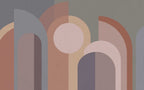 Blush Geometric Circles Wallpaper : Soft Mid-Century Mural - View 2