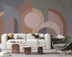Blush Geometric Circles Wallpaper : Soft Mid-Century Mural - View 3