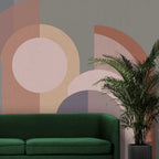 Blush Geometric Circles Wallpaper : Soft Mid-Century Mural