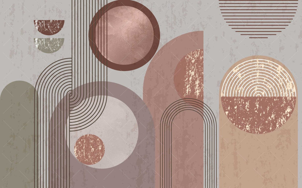 Terracotta Arch Circles Wallpaper : Boho Geometric Mural - View 2