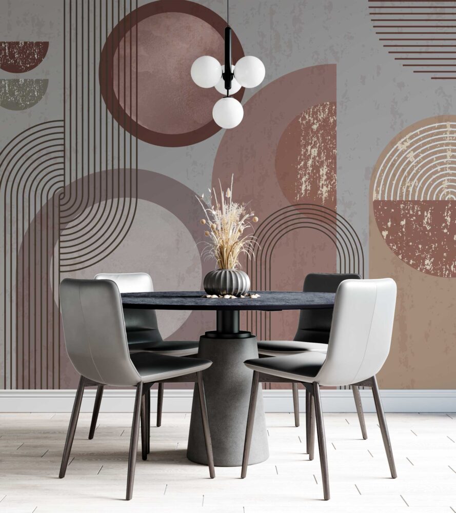 Terracotta Arch Circles Wallpaper : Boho Geometric Mural - View 3