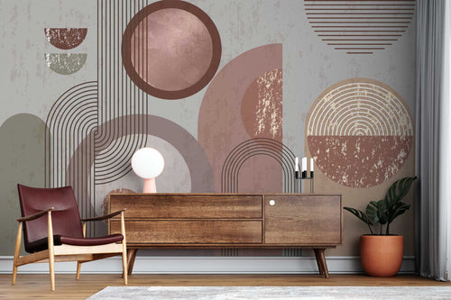Terracotta Arch Circles Wallpaper : Boho Geometric Mural