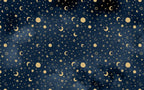 Navy Gold Moon and Stars Wallpaper : Night Sky Pattern - View 2