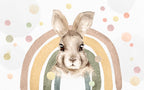 Big Bunny Rainbow Wallpaper : Watercolor Nursery Mural - View 2