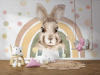 Big Bunny Rainbow Wallpaper : Watercolor Nursery Mural - View 4