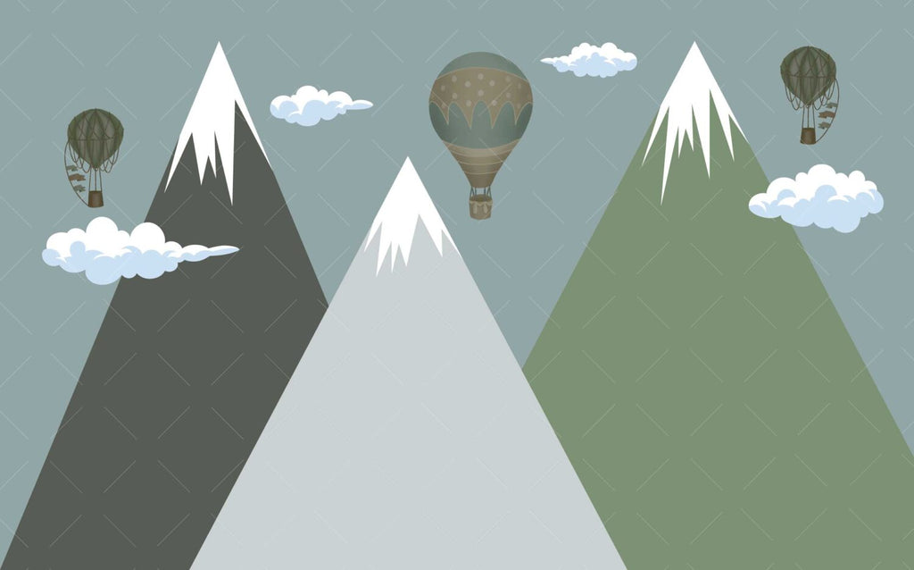 Green Mountain Balloon Wallpaper : Kids Peaks Mural - View 2