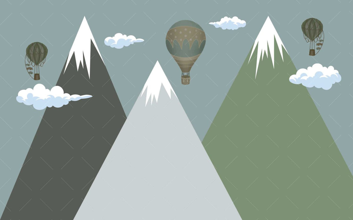 Green Mountain Balloon Wallpaper : Kids Peaks Mural - View 2