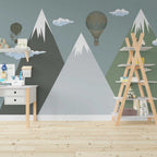 Green Mountain Balloon Wallpaper : Kids Peaks Mural - View 3