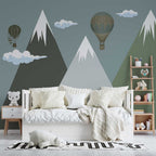 Green Mountain Balloon Wallpaper : Kids Peaks Mural - View 4