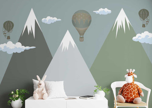 Green Mountain Balloon Wallpaper : Kids Peaks Mural