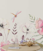Soft Watercolor Wildflower Wallpaper : Pink Lilac Floral Mural - View 3