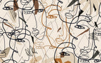 Boho Line Face Wallpaper : Abstract One-Line Art Mural - View 2